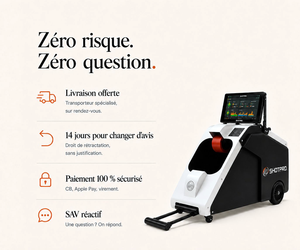 Statistiques en direct affichées sur l'écran de la machine de tir Shotpro